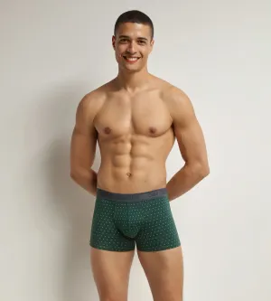 Boxer homme en coton stretch Vert à pois Dim Fancy