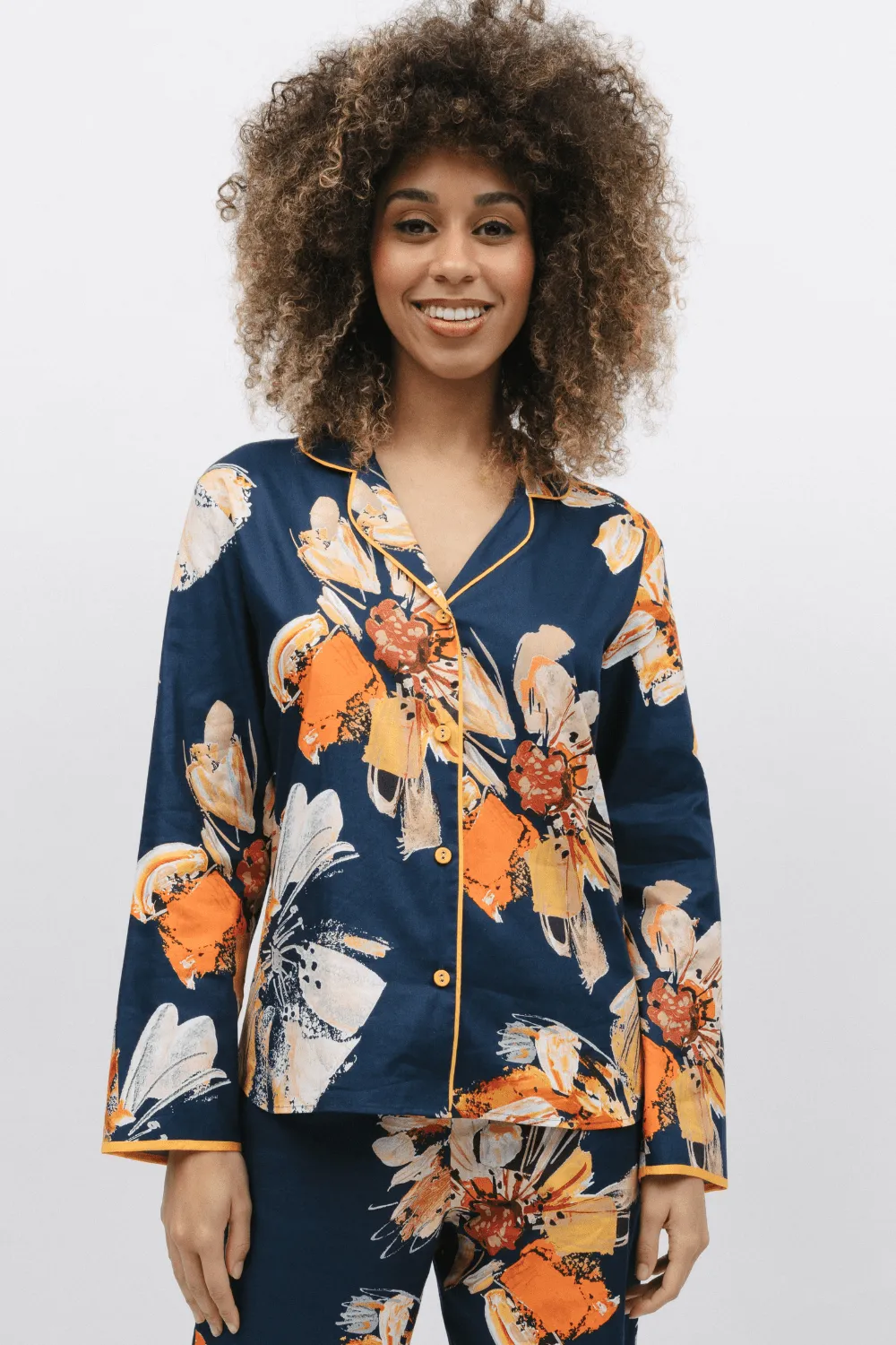 Cosmo Floral Print Long Sleeve Pyjama Top. Size UK 8
