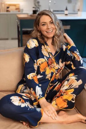 Cosmo Floral Print Long Sleeve Pyjama Top. Size UK 8