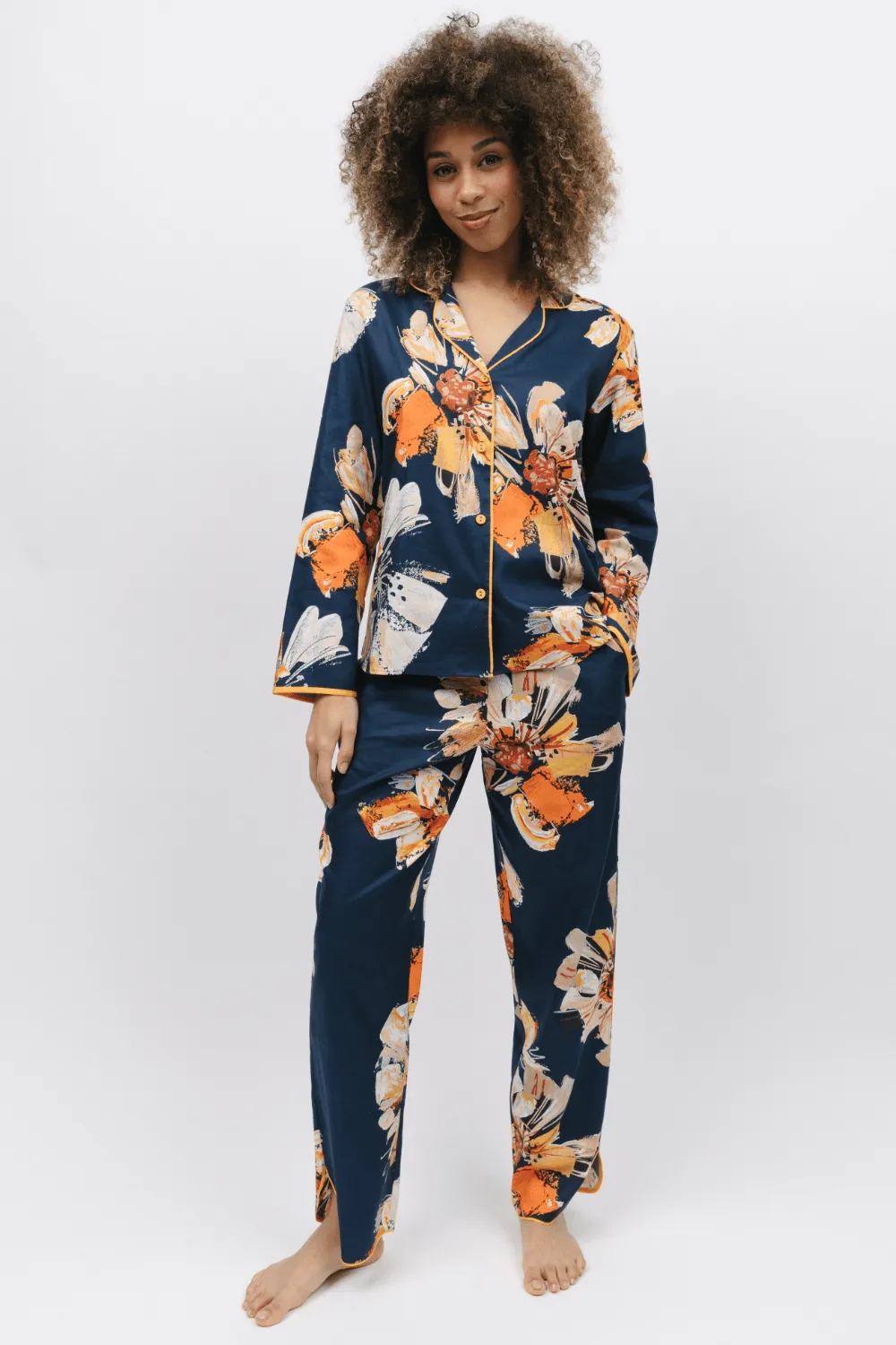 Cosmo Floral Print Long Sleeve Pyjama Top. Size UK 8