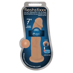 Curve Toys FLESHSTIXXX 7 in. Posable Dual Density Silicone Dildo with Suction Cup Tan