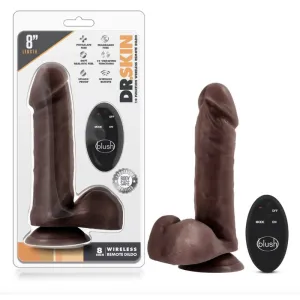 Dr. Skin-  8 inch 10 Function Wireless Remote Dildo - Chocolate