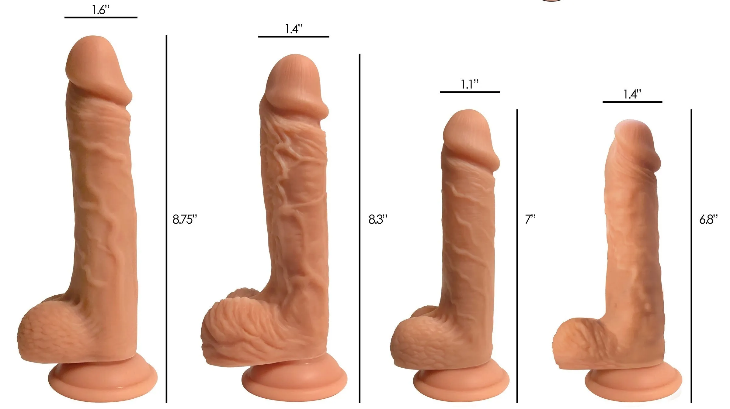 Easy Riders 6 DUAL DENSITY Silicone Dildo with Balls Dong Suction Cup Sex Toy