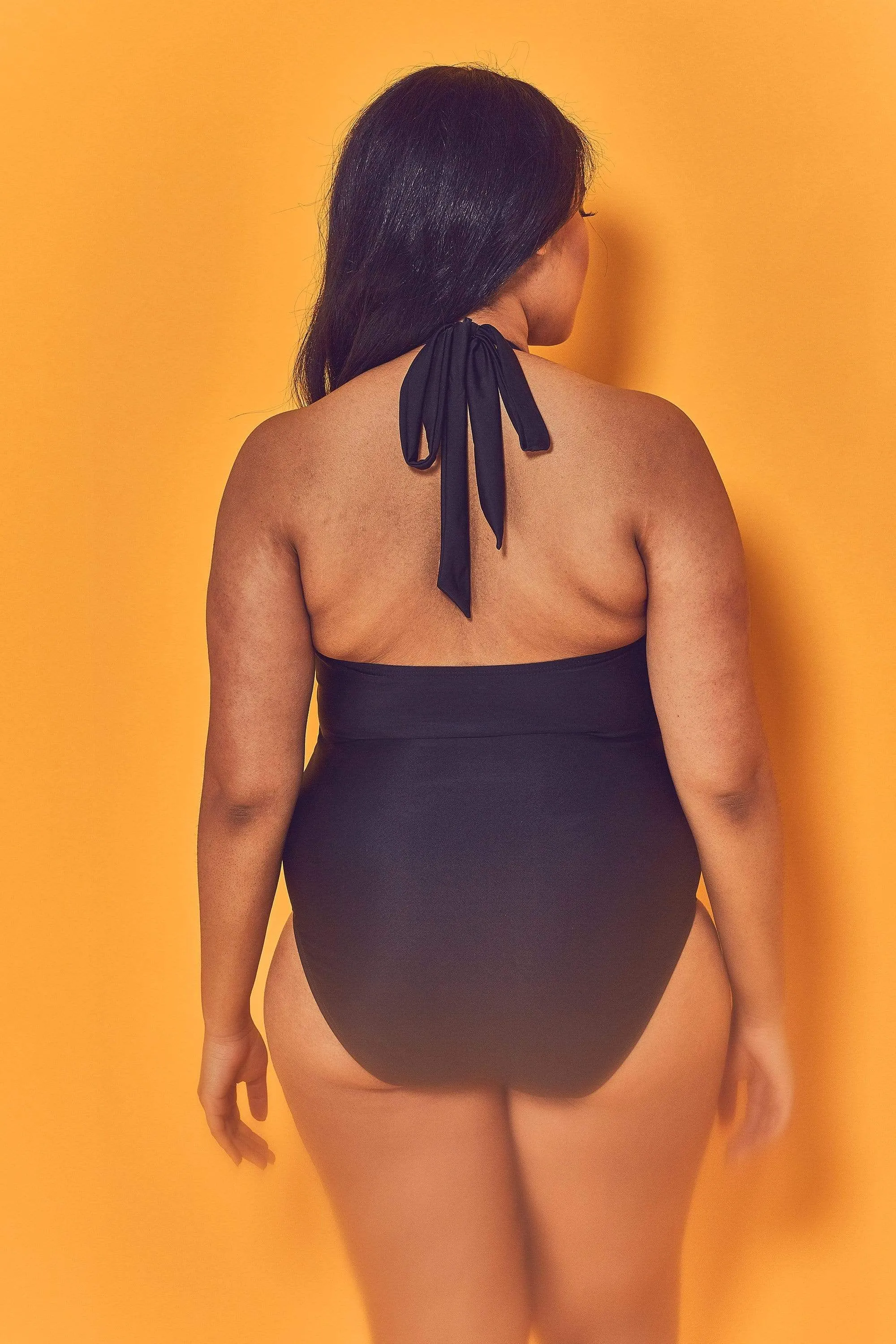 Embroidered Plunge Swimsuit Curve