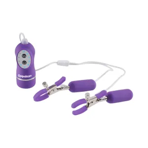 Fetish Fantasy Vibrating Nipple Clamps Purple