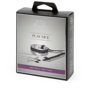 Fifty Shades of Grey Play Nice Satin and Lace Collar and Nipple Clamps...