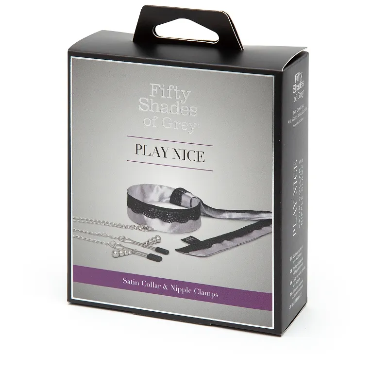 Fifty Shades of Grey Play Nice Satin and Lace Collar and Nipple Clamps...