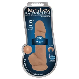 FLESHSTIXXX 8in Silicone Dildo With Balls lLatte