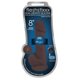 FLESHSTIXXX 8in Silicone Dildo With BallsChocolate