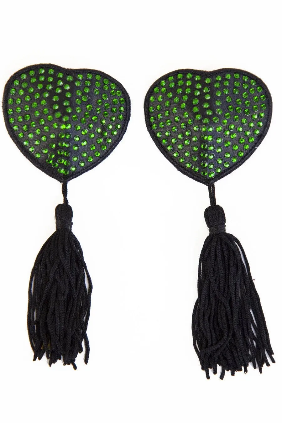 Frida Nipple Tassels – Green Beaded Heart Shape