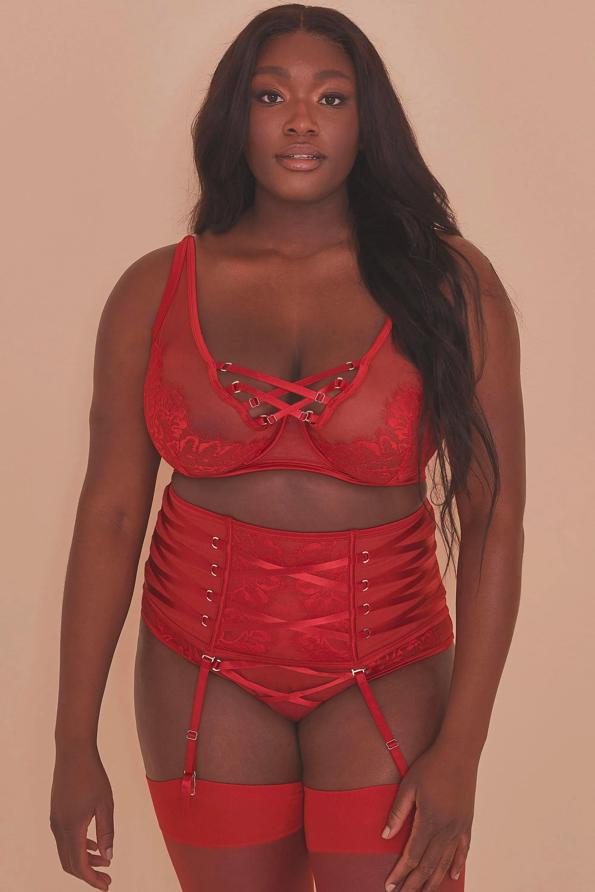 Gabi Fresh Kylie Red Lace Up Waspie