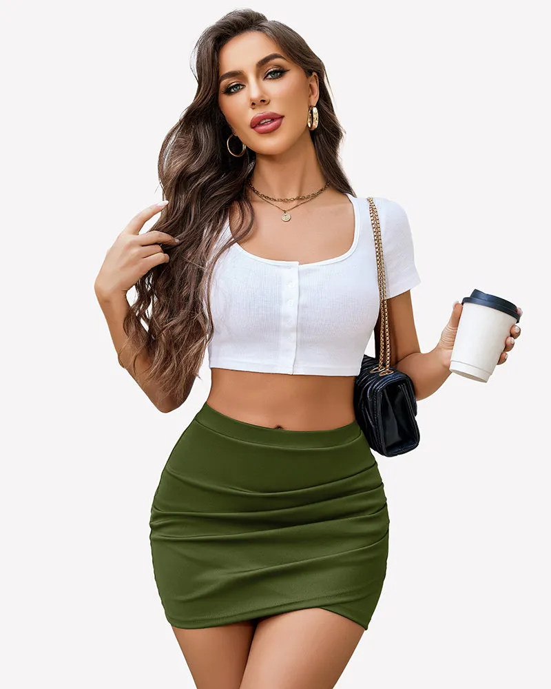 High Waist Ruched Y2K Side Split Mini Skirt