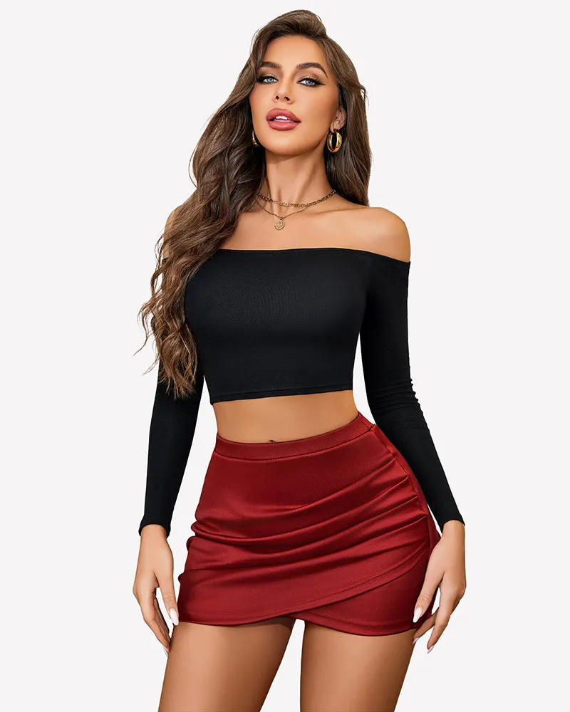 High Waist Ruched Y2K Side Split Mini Skirt