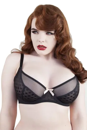 Isa Black dot mesh Net DD/E-G Bra