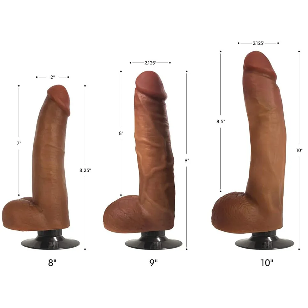 JOCK 10 Bareskin Vibrating Dong Balls Realistic Dildo Suction Cup Latte