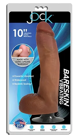 JOCK 10 Bareskin Vibrating Dong Balls Realistic Dildo Suction Cup Latte