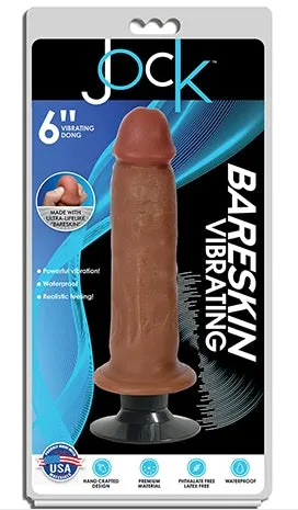 JOCK 6 Bareskin Vibrating Dong Realistic Dildo Suction Cup Latte