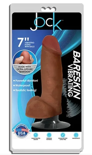JOCK 7 Bareskin Vibrating Dong with Balls Latte