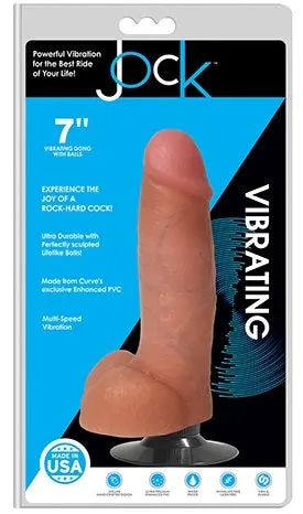 Jock 7 Vibrating Dong Balls Realistic Dildo Suction Cup Vanilla