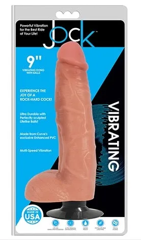 Jock 9 Vibrating Dong Balls Realistic Dildo Suction Cup Vanilla