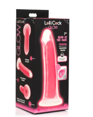 LOLLICOCK 7 GLOW-IN-THE-DARK SILICONE DILDO PINK