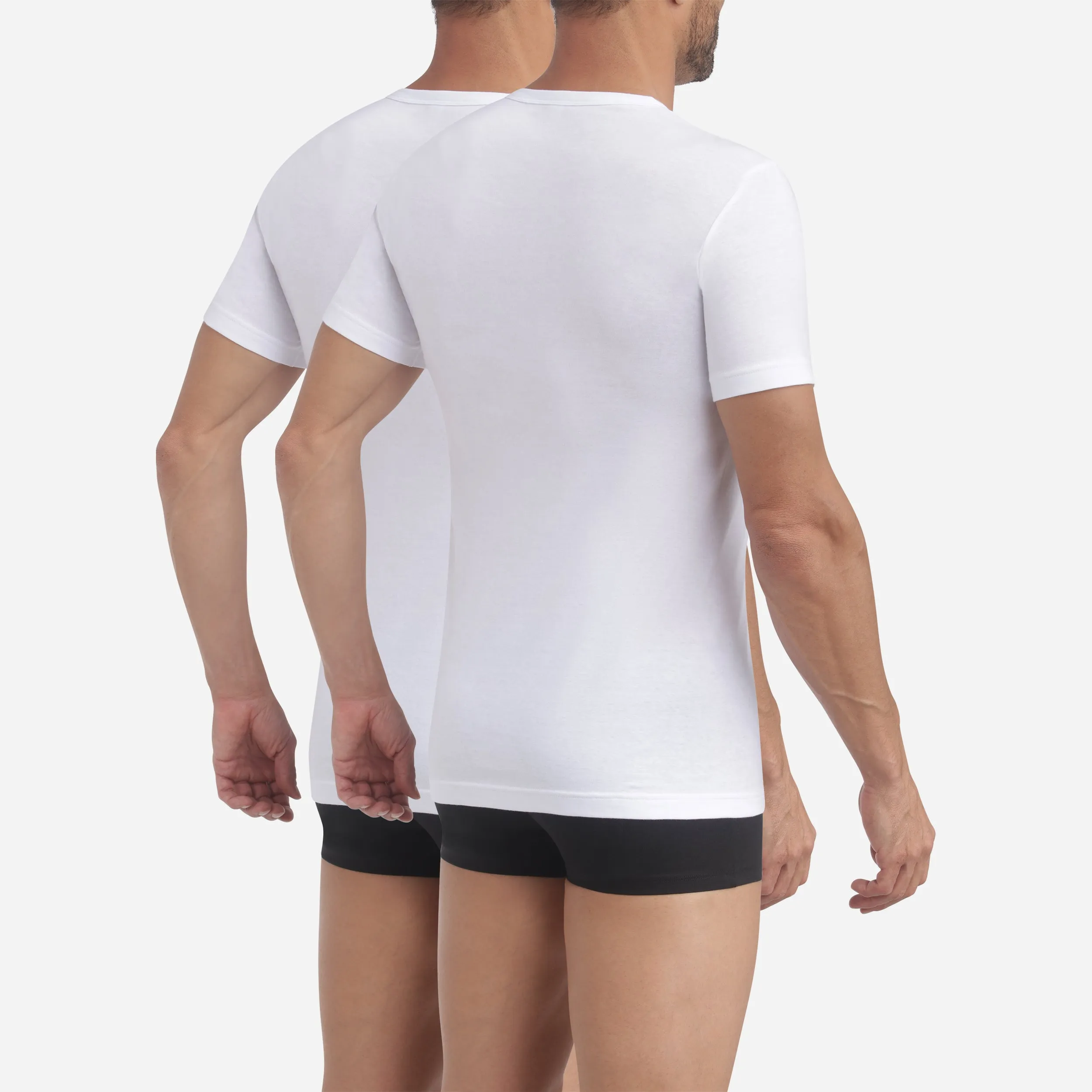 Lot de 2 t-shirts homme en coton blanc à col en V EcoDim