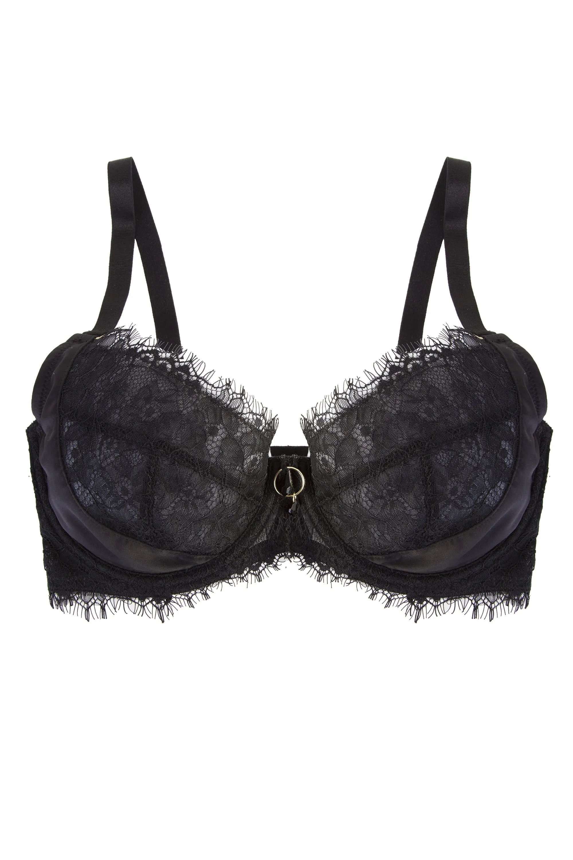 Mae Black Satin and Lace DD/E-K Bra