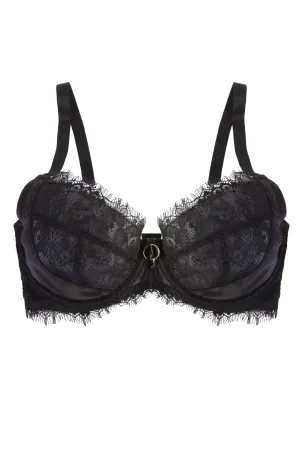 Mae Black Satin and Lace DD/E-K Bra