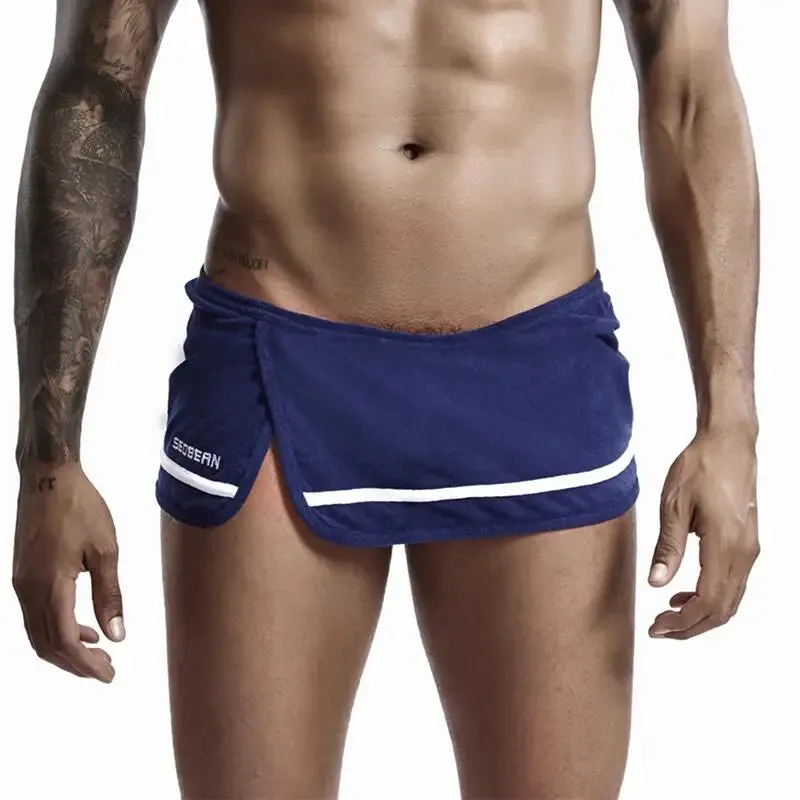 #PB Men's Pajamas Sleep Bottoms Side Slit Home Lounge Casual Shorts