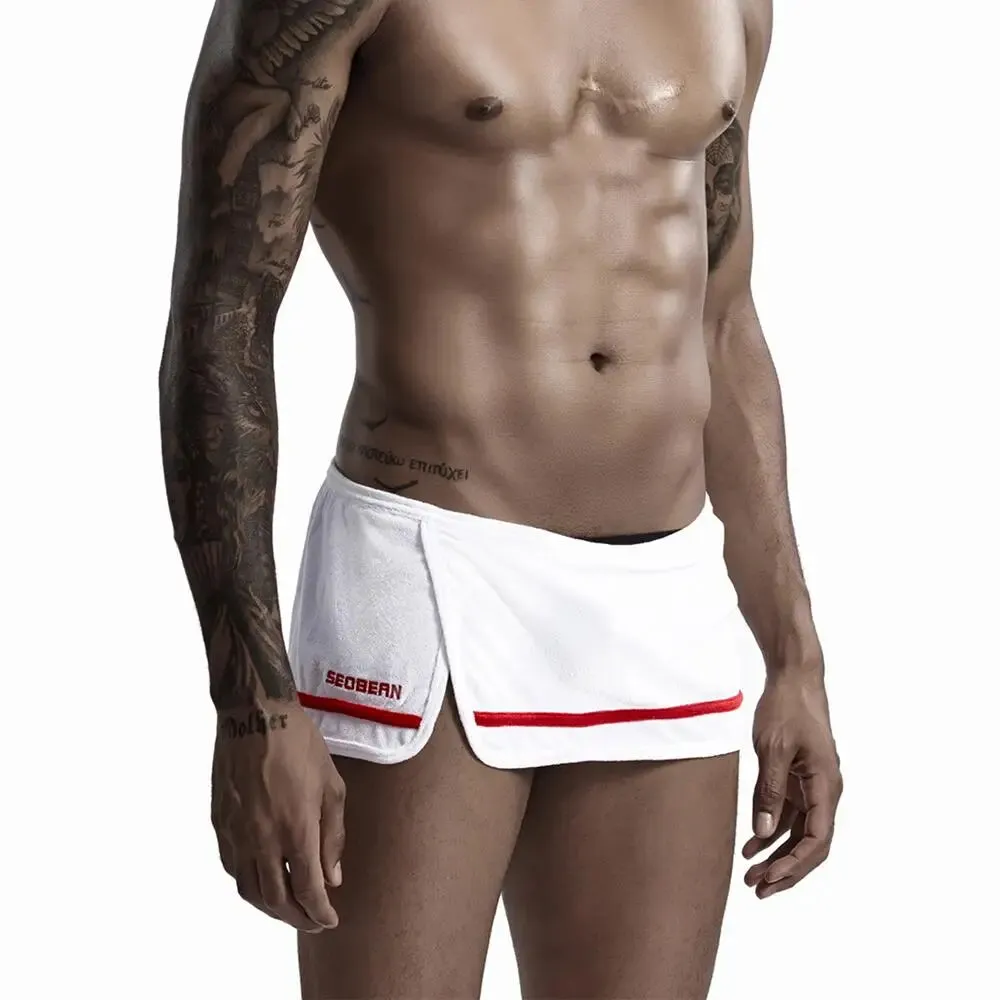 #PB Men's Pajamas Sleep Bottoms Side Slit Home Lounge Casual Shorts