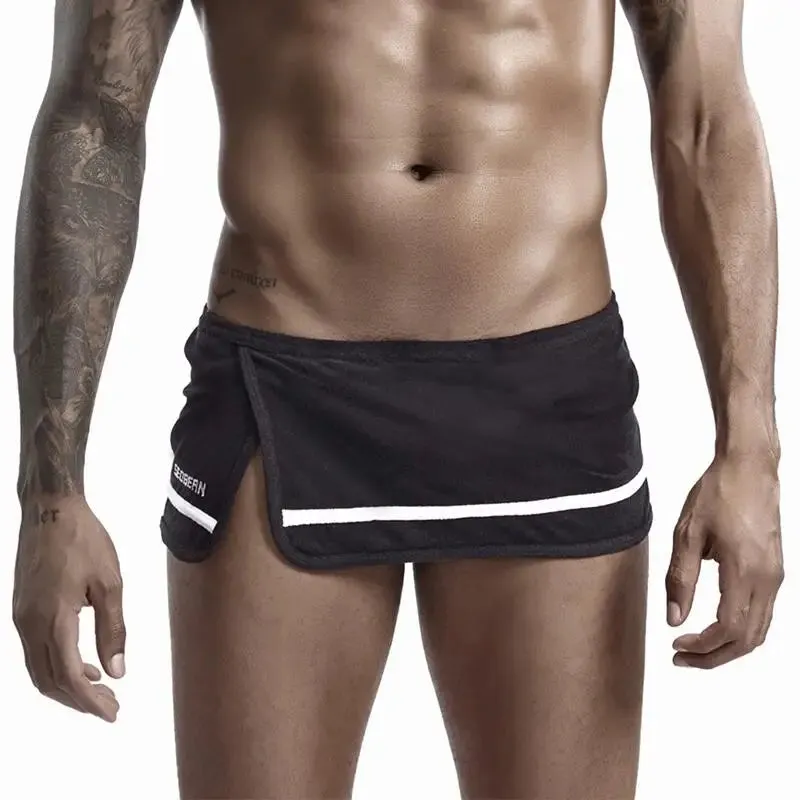#PB Men's Pajamas Sleep Bottoms Side Slit Home Lounge Casual Shorts