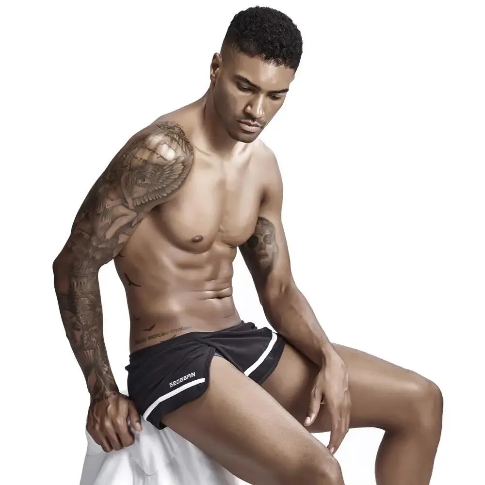 #PB Men's Pajamas Sleep Bottoms Side Slit Home Lounge Casual Shorts