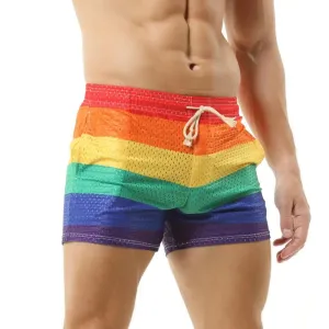#PB Men's Shorts Rainbow Stripe Fashion Casual Shorts