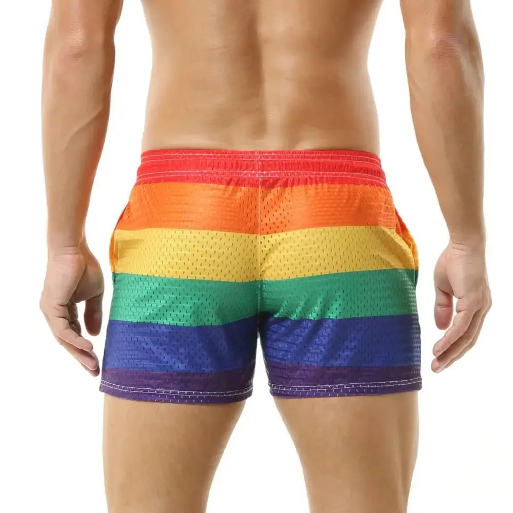 #PB Men's Shorts Rainbow Stripe Fashion Casual Shorts