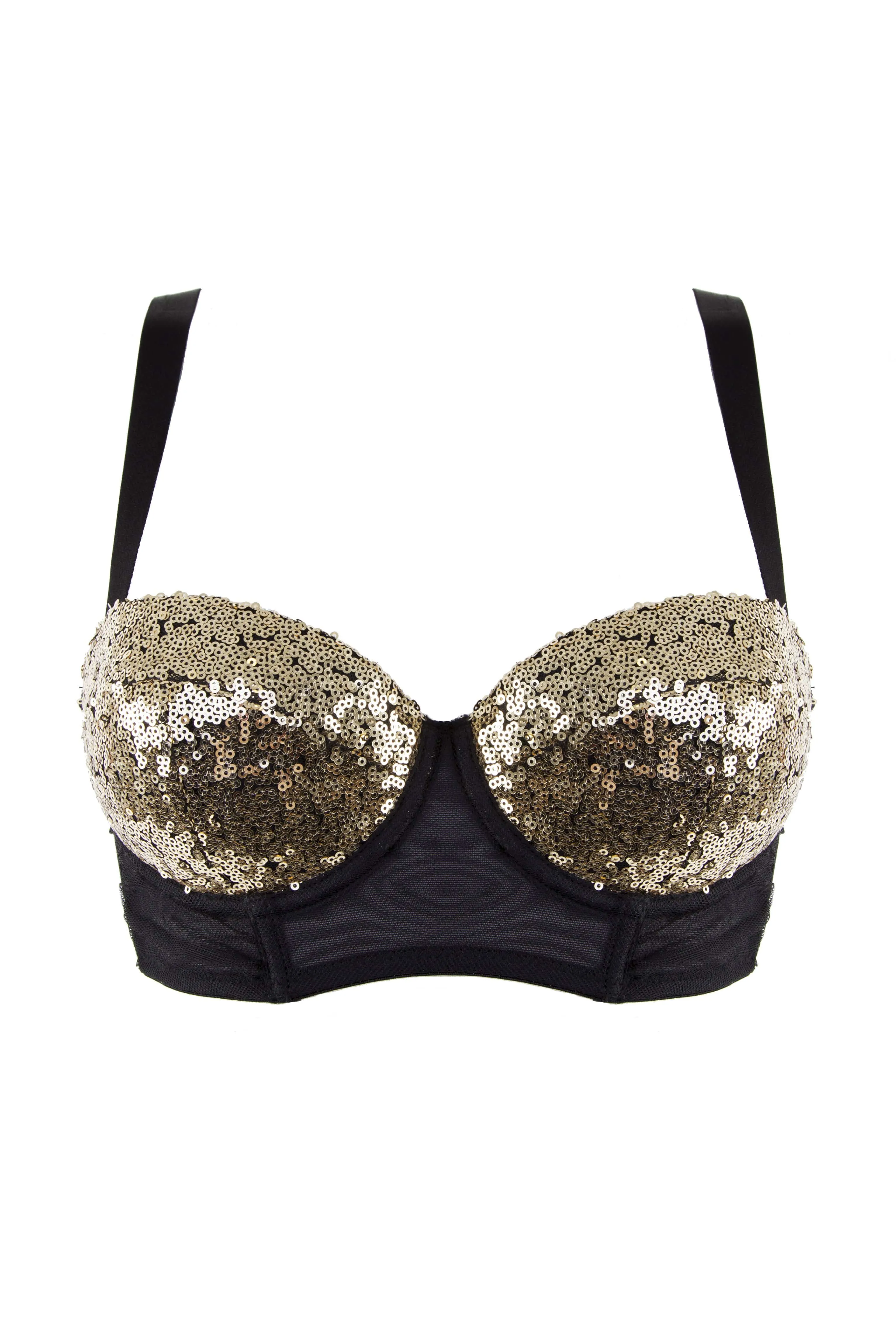 Peek & Beau - Tallulah Ruched Gold Sequin Bra DD  Cups