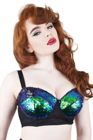 Peek & Beau - Tallulah Ruched Green Sequin Bra DD  Cups