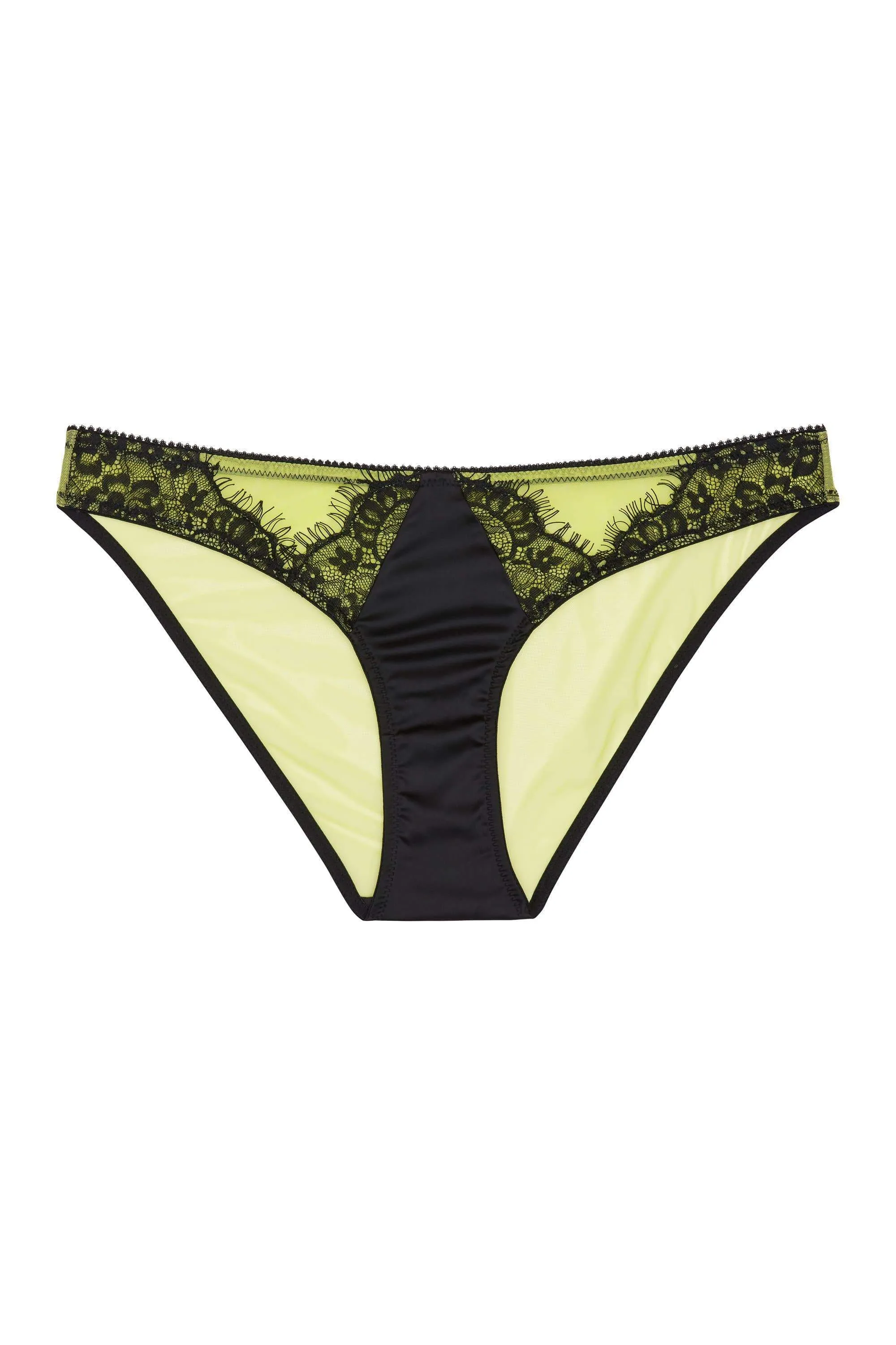 Playful Promises Indigo Lime Satin and Lace Picot Brief