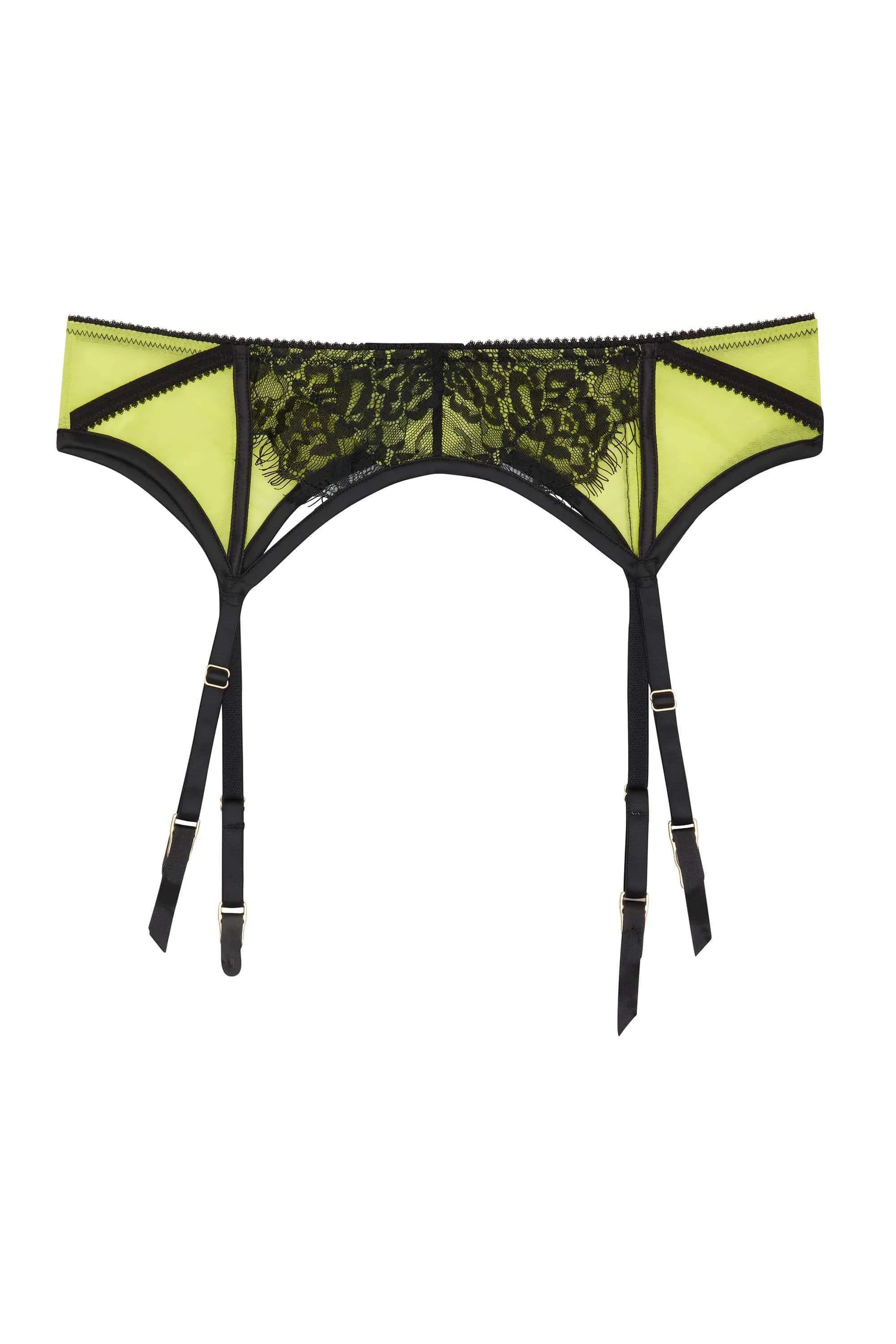 Playful Promises Indigo Lime Satin and Lace Picot Suspender