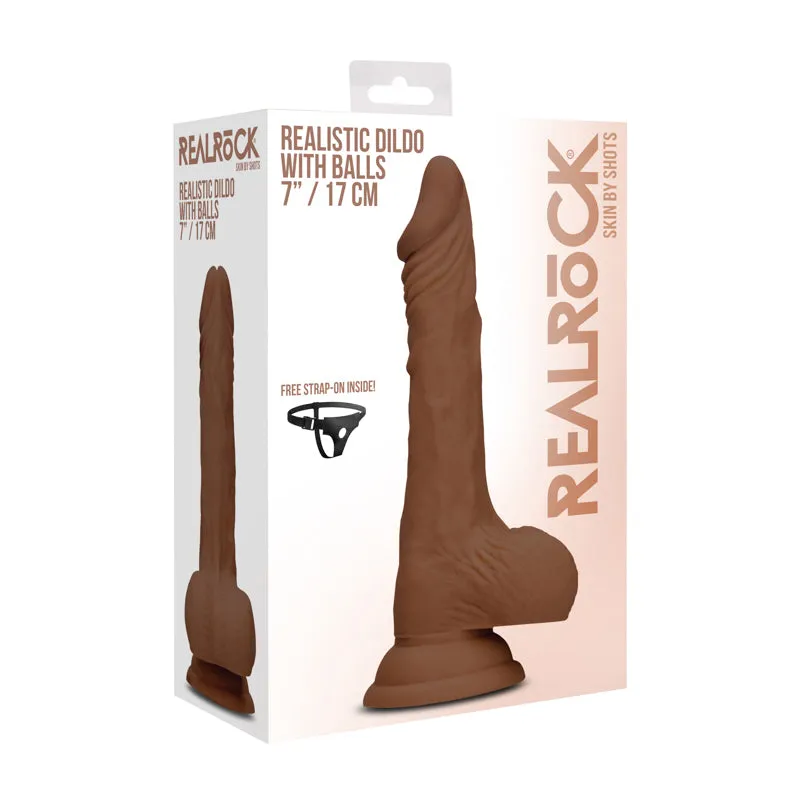 Realrock - 7* / 17 cm Realistic Dildo With Balls - Brown