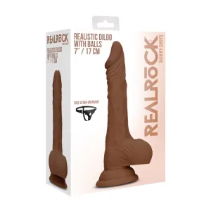 Realrock - 7* / 17 cm Realistic Dildo With Balls - Brown