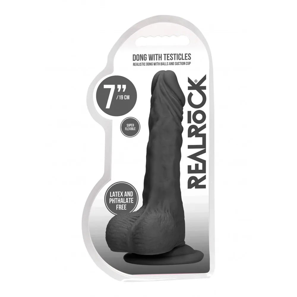 Realrock Dong With Testicles 7&quot; Black