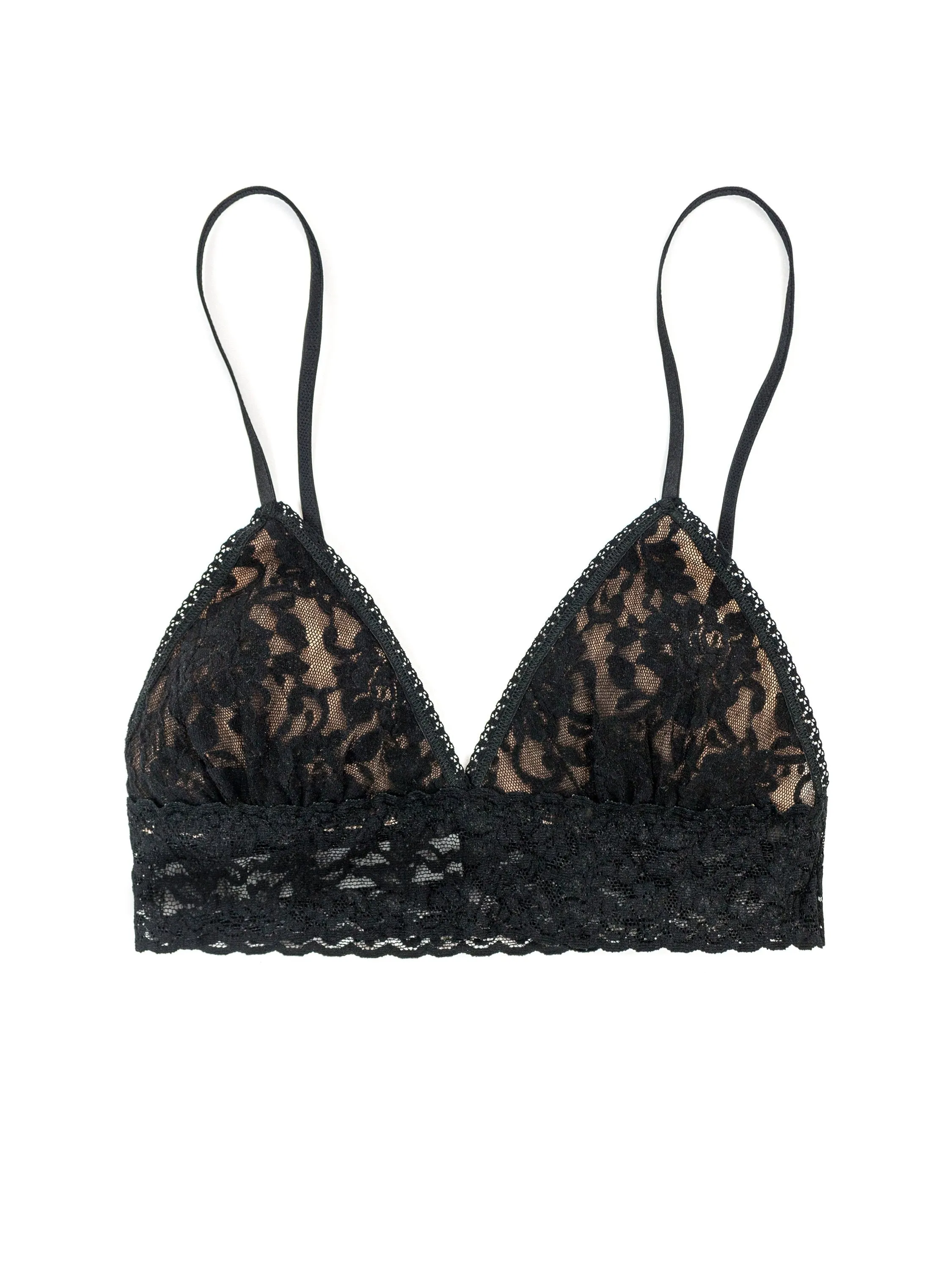Signature Lace Padded Triangle Bralette Black