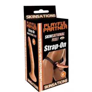Skinsations Latin Lover Playful Partner 8' Strap On Dildo w/Harness