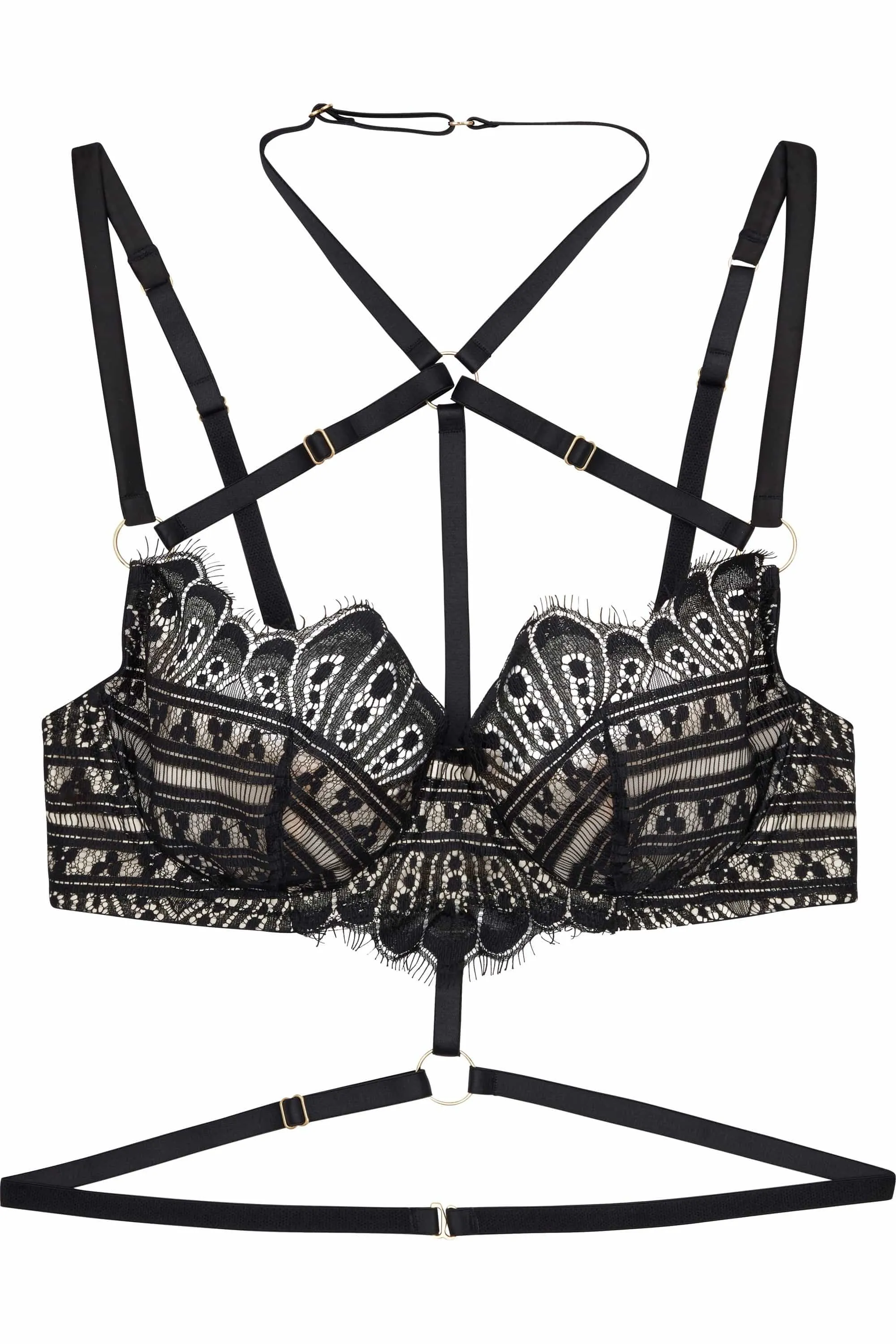 Sky Pearl Quarter Cup Lace Harness FB Bra