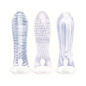 The 9's. Vibrating Sextenders. 3-pack. Nubbed. Contoured. Ribbed