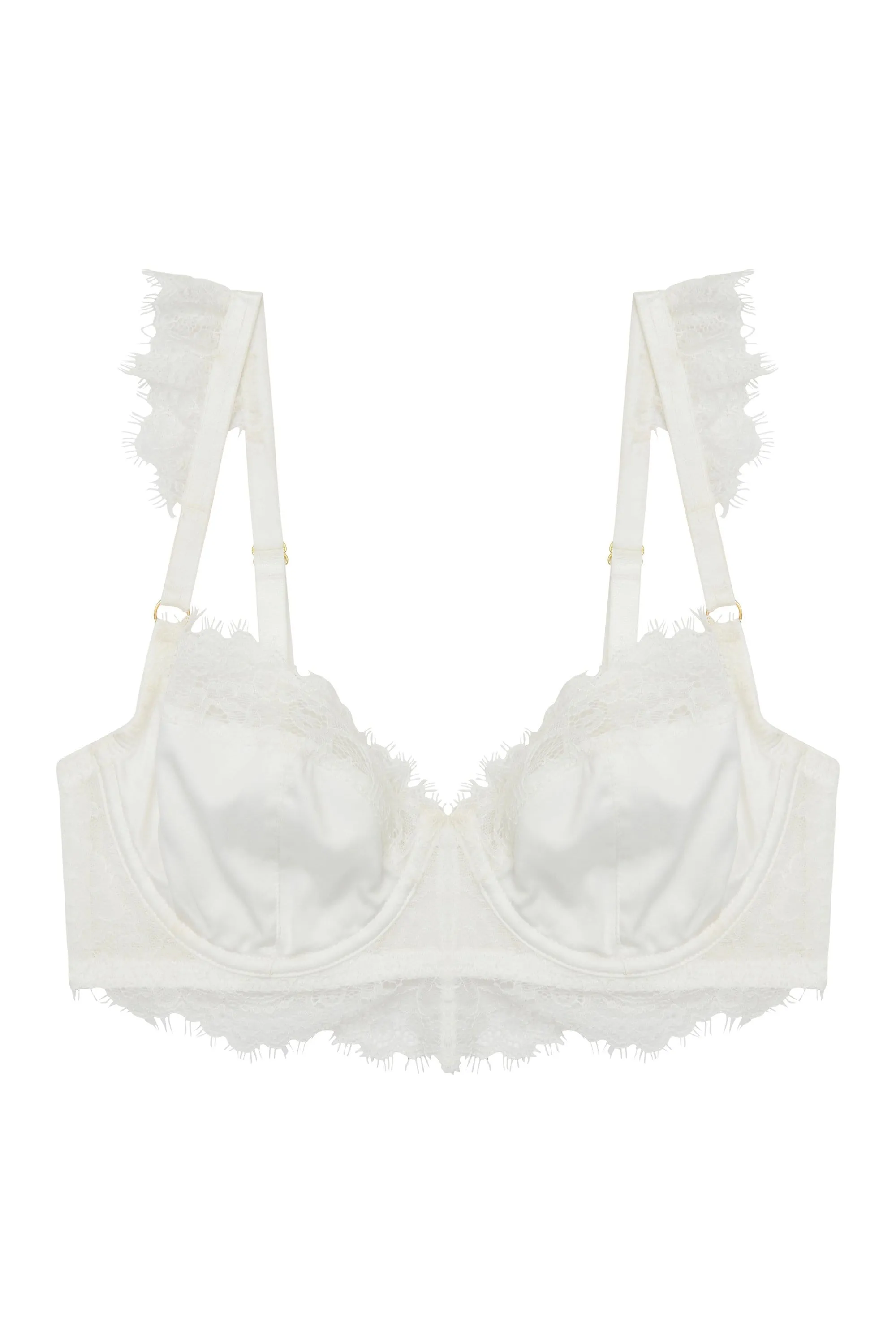 Wolf & Whistle Millie Demi Padded Eyelash Lace Bra Ivory B- F